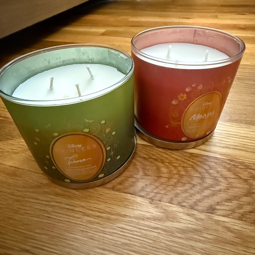 Bath and Body Works Disney Princess Tiana and Moana Candles